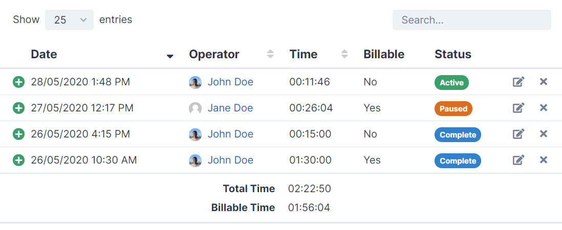 Ticket Timesheet